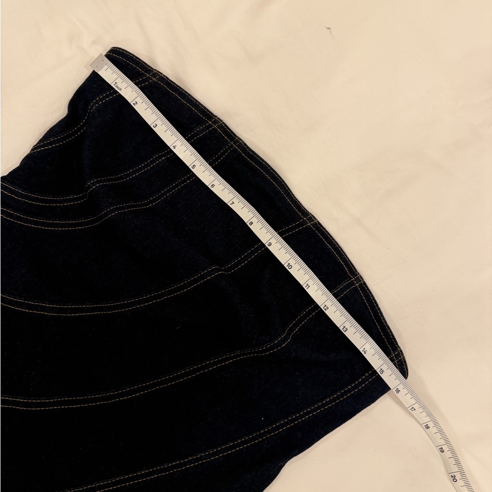 NWT Zara Dark Denim Sculpted Stitch Strapless Stretch Dress L - Picture 7 of 8